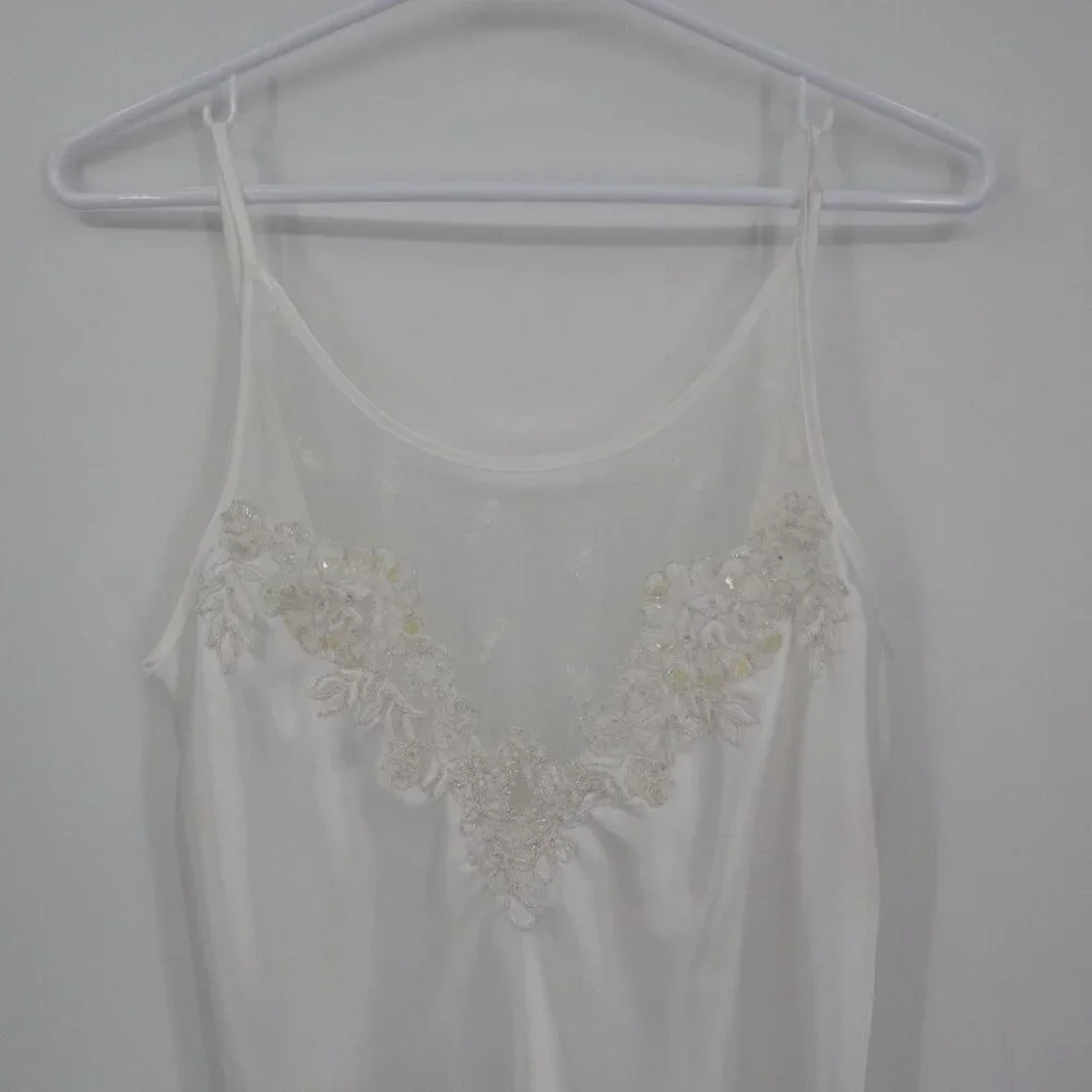 California Dynasty Satin Night Gown Womens XS White Fairy Boho Romantic Feminine